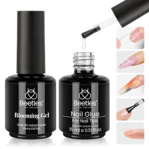 imageBeetles HEMAFree Gel Top and Base Coat 15ml TPO Free No Wipe Clear Glossy Gel Nail Polish Set Long Lasting Soak Off UV Lamp Upgraded Safe LowSensitivity Formula Nail Gifts for Women09 in 1 Nail Glue and Blooming Gel