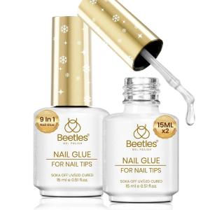 imageBeetles HEMAFree Gel Top and Base Coat 15ml TPO Free No Wipe Clear Glossy Gel Nail Polish Set Long Lasting Soak Off UV Lamp Upgraded Safe LowSensitivity Formula Nail Gifts for Women2Pcs 15ml Gel Nail Glue Kit