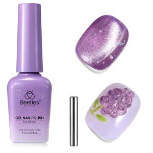 imageBeetles Lagoons Blush Purple Cat Eye Gel Nail Polish  15ML Purple Cat Eye Glitter Gel Polish Magnetic Shimmer Effect Soak Off UV Nail Art Design Salon DIY Manicure Gift for WomenAIced Grape Essence