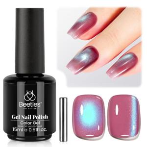 imageBeetles Lagoons Blush Purple Cat Eye Gel Nail Polish  15ML Purple Cat Eye Glitter Gel Polish Magnetic Shimmer Effect Soak Off UV Nail Art Design Salon DIY Manicure Gift for WomenALagoons Blush