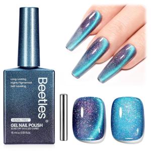 imageBeetles Lagoons Blush Purple Cat Eye Gel Nail Polish  15ML Purple Cat Eye Glitter Gel Polish Magnetic Shimmer Effect Soak Off UV Nail Art Design Salon DIY Manicure Gift for WomenAHolo Blue Dream