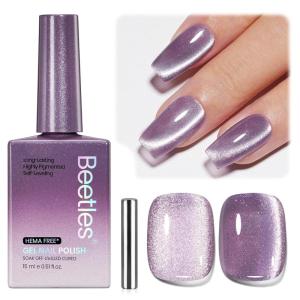imageBeetles Lagoons Blush Purple Cat Eye Gel Nail Polish  15ML Purple Cat Eye Glitter Gel Polish Magnetic Shimmer Effect Soak Off UV Nail Art Design Salon DIY Manicure Gift for WomenAPurpleTwilight Muse