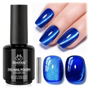 imageBeetles Lagoons Blush Purple Cat Eye Gel Nail Polish  15ML Purple Cat Eye Glitter Gel Polish Magnetic Shimmer Effect Soak Off UV Nail Art Design Salon DIY Manicure Gift for WomenAWaterprank Pixie