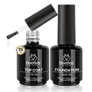 imageBeetles Liner Gel Top Coat  Decoration Sealing Precision Nail Gel with Fine Brush for Detailed Designs Strong Adhesion for Mirror Chrome Powder Rhinestones amp Gap Filling UV Light CureBase Top Coat Clear