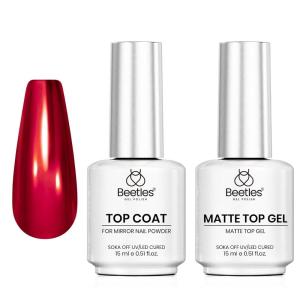 imageBeetles Liner Gel Top Coat  Decoration Sealing Precision Nail Gel with Fine Brush for Detailed Designs Strong Adhesion for Mirror Chrome Powder Rhinestones amp Gap Filling UV Light CureClear Chrome Top Coat Kit