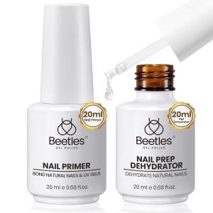 imageBeetles Liner Gel Top Coat  Decoration Sealing Precision Nail Gel with Fine Brush for Detailed Designs Strong Adhesion for Mirror Chrome Powder Rhinestones amp Gap Filling UV Light CureClear Nail Dehydrator and Primer Kit