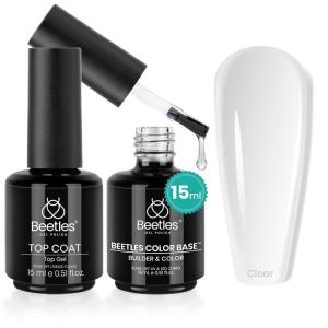 imageBeetles Liner Gel Top Coat  Decoration Sealing Precision Nail Gel with Fine Brush for Detailed Designs Strong Adhesion for Mirror Chrome Powder Rhinestones amp Gap Filling UV Light CureClear Color Base  Top Coat