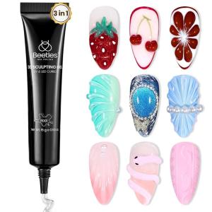 imageBeetles Liner Gel Top Coat  Decoration Sealing Precision Nail Gel with Fine Brush for Detailed Designs Strong Adhesion for Mirror Chrome Powder Rhinestones amp Gap Filling UV Light CureClear sculpting gel