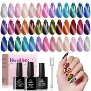 imageBeetles Moonlit Sanctuary Lucky Box Cancer Zodiac Gel Nail Polish Kit Blue White Pearl Sliver Glitter Colors AllinOne Nail Art Set with Tools Necklace Badge Salon DIY Zodiac Gift for Women00Stellar Mirage