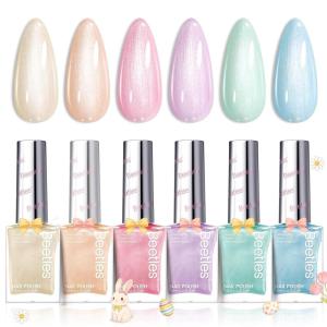 imageBeetles Pastel Nail Polish Set  Butter Kiss 6 Colors Glitter Spring Nail Polish Quick Dry Set Spring Nails Art Long Lasting Shine DIY Manicure Easter Nails Gift for HerDreamy Swirl