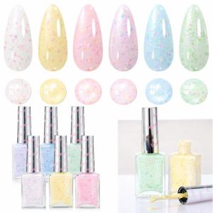 imageBeetles Pastel Nail Polish Set  Butter Kiss 6 Colors Glitter Spring Nail Polish Quick Dry Set Spring Nails Art Long Lasting Shine DIY Manicure Easter Nails Gift for Her0Butter Kiss