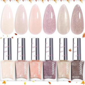 imageBeetles Pastel Nail Polish Set  Butter Kiss 6 Colors Glitter Spring Nail Polish Quick Dry Set Spring Nails Art Long Lasting Shine DIY Manicure Easter Nails Gift for Her00Champagne Mist