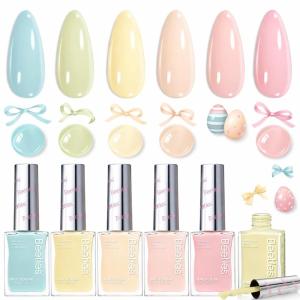 imageBeetles Pastel Nail Polish Set  Butter Kiss 6 Colors Glitter Spring Nail Polish Quick Dry Set Spring Nails Art Long Lasting Shine DIY Manicure Easter Nails Gift for Her0Pistachio Whispers