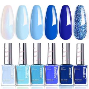 imageBeetles Pastel Nail Polish Set  Butter Kiss 6 Colors Glitter Spring Nail Polish Quick Dry Set Spring Nails Art Long Lasting Shine DIY Manicure Easter Nails Gift for Her0Ocean Starlight