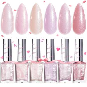 imageBeetles Pastel Nail Polish Set  Butter Kiss 6 Colors Glitter Spring Nail Polish Quick Dry Set Spring Nails Art Long Lasting Shine DIY Manicure Easter Nails Gift for Her0Moonlit Fairy