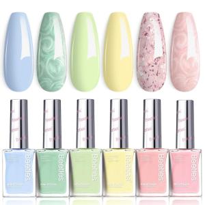 imageBeetles Pastel Nail Polish Set  Butter Kiss 6 Colors Glitter Spring Nail Polish Quick Dry Set Spring Nails Art Long Lasting Shine DIY Manicure Easter Nails Gift for Her0Blossom Pastoral