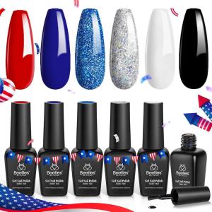 imageBeetles Romantic Galaxy Cat Eye Gel Nail Polish Set  6 Colors Glitter Gel Polish Kit Pink Blue Purple Red Green Velvet Gel Magnet Soak Off UV French Nail Art Manicure Spring Summer Gift for WomenBlue White Set