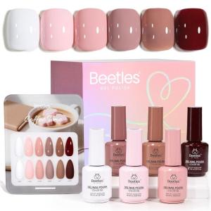 imageBeetles Spring Nectar Jelly Gel Nail Polish Set  6 Colors 15ML Pastel Gel Polish Kit Pink Purple Blue Mint Green Yellow Sheer Translucent Effect Soak Off UV Nail Art Manicure Gift for WomenCoffee Time