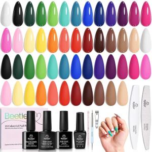 imageBeetles Spring Pudding Jelly Gel Nail Polish Set  28PCS 20 Colors Jelly Pink Purple Red Blue Green Glitter Silver Cat Eye Base Glossy Matte Top Coat French Nails Gift for WomenColor Rhythm