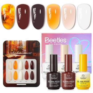 imageBeetles Stardust Whisper Cat Eye Gel Nail Polish Set  6 Colors Spring Gel Polish Kit Glitter Cat Eye Pink Blue Purple Red Green Velvet Gel Magnet Soak Off UV French Nail Art Manicure Gift for WomenAmber Traces