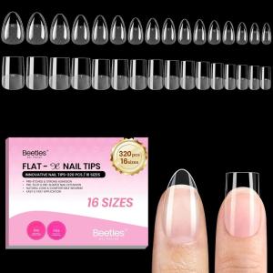 imageBeetles Super Strong Nail Glue 10g for Press On Nails No Uv Lamp Needed Quick Drying Long Lasting Easy Control Semi Solid Nail Glue for False Acrylic Nails82Short Almond Square 320pcs FlatX Nail Tips