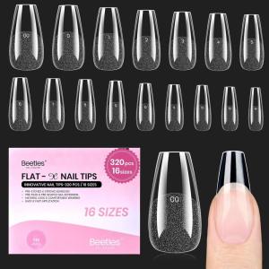 imageBeetles Super Strong Nail Glue 10g for Press On Nails No Uv Lamp Needed Quick Drying Long Lasting Easy Control Semi Solid Nail Glue for False Acrylic Nails03Medium Coffin 320pcs FlatX Nail Tips