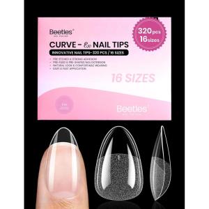 imageBeetles Super Strong Nail Glue for Press On Nails No UV Light Needed 2Pcs 10g Quick Drying Semi Solid Nail Glue Strong Hold for False amp Acrylic Nails12Short Almond 320pcs CurveEX Nail Tips