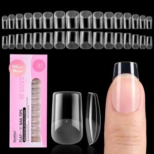 imageBeetles Super Strong Nail Glue for Press On Nails No UV Light Needed 2Pcs 10g Quick Drying Semi Solid Nail Glue Strong Hold for False amp Acrylic Nails25Short Square 160pcs FlatX Nail Tips 