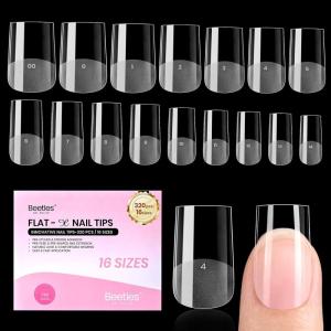imageBeetles Super Strong Nail Glue for Press On Nails No UV Light Needed 2Pcs 10g Quick Drying Semi Solid Nail Glue Strong Hold for False amp Acrylic Nails13Short Square 320pcs FlatX Nail Tips