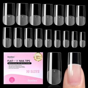 imageBeetles Super Strong Nail Glue for Press On Nails No UV Light Needed 2Pcs 10g Quick Drying Semi Solid Nail Glue Strong Hold for False amp Acrylic Nails14Medium Square 320pcs FlatX Nail Tips