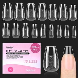 imageBeetles Super Strong Nail Glue for Press On Nails No UV Light Needed 2Pcs 10g Quick Drying Semi Solid Nail Glue Strong Hold for False amp Acrylic Nails15Short Coffin 320pcs FlatX Nail Tips