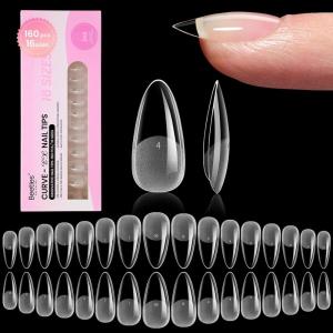 imageBeetles Super Strong Nail Glue for Press On Nails No UV Light Needed 2Pcs 10g Quick Drying Semi Solid Nail Glue Strong Hold for False amp Acrylic Nails28Medium Almond 160pcs CurveEX Nail Tips