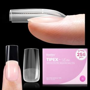 imageBeetles Tipex Lite PreBuilt Apex Nail Tips Coffin Medium 256pcs Value Pack 16 Sizes  0014 FlatNail Friendly Acrylic Tips for Natural Nail Beds Easy for Beginner DIY1BTipex LiteSquare Medium 256pcs