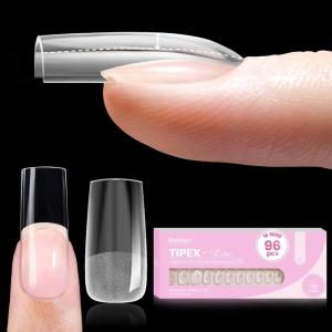 imageBeetles Tipex Lite PreBuilt Apex Nail Tips Coffin Medium 256pcs Value Pack 16 Sizes  0014 FlatNail Friendly Acrylic Tips for Natural Nail Beds Easy for Beginner DIY0BTipex LiteSquare Medium 96pcs