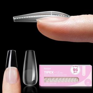 imageBeetles Tipex Lite PreBuilt Apex Nail Tips Coffin Medium 256pcs Value Pack 16 Sizes  0014 FlatNail Friendly Acrylic Tips for Natural Nail Beds Easy for Beginner DIY0DTipex LiteCoffin Medium 96pcs