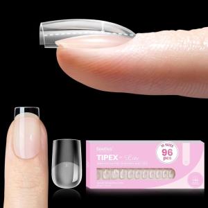 imageBeetles Tipex Lite PreBuilt Apex Nail Tips Coffin Medium 256pcs Value Pack 16 Sizes  0014 FlatNail Friendly Acrylic Tips for Natural Nail Beds Easy for Beginner DIY0CTipex LiteSquare XS Short 96pcs