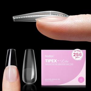 imageBeetles Tipex Lite PreBuilt Apex Nail Tips Coffin Medium 256pcs Value Pack 16 Sizes  0014 FlatNail Friendly Acrylic Tips for Natural Nail Beds Easy for Beginner DIY1ATipex LiteCoffin Medium 256pcs