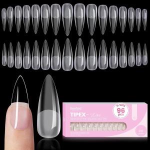 imageBeetles Tipex Lite PreBuilt Apex Nail Tips Coffin Medium 256pcs Value Pack 16 Sizes  0014 FlatNail Friendly Acrylic Tips for Natural Nail Beds Easy for Beginner DIY0ATipex Lite Stiletto Long 96pcs