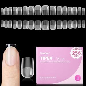 imageBeetles Tipex Lite PreBuilt Apex Nail Tips Coffin Medium 256pcs Value Pack 16 Sizes  0014 FlatNail Friendly Acrylic Tips for Natural Nail Beds Easy for Beginner DIY1CTipex LiteSquare XS Short 256pcs