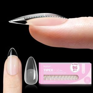 imageBeetles Tipex Lite PreBuilt Apex Nail Tips Kit Square Short 256pcs 16 Sizes with Tipex Nail Glue Dehydrator Primer Base amp Top Coat Mini UV Lamp AllinOne Gel Nail Kit0BTipex LiteAlmond Medium 96pcs