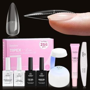 imageBeetles Tipex Lite PreBuilt Apex Nail Tips Kit Square Short 256pcs 16 Sizes with Tipex Nail Glue Dehydrator Primer Base amp Top Coat Mini UV Lamp AllinOne Gel Nail Kit3ATipex Lite Kit with PrimerStiletto Medium