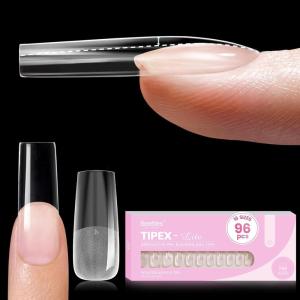 imageBeetles Tipex Lite PreBuilt Apex Nail Tips Kit Square Short 256pcs 16 Sizes with Tipex Nail Glue Dehydrator Primer Base amp Top Coat Mini UV Lamp AllinOne Gel Nail Kit0DTipex LiteSquare Long 96pcs