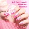 imageBeetles Sweet Crush Glow Pink Cat Eye Gel Nail Polish  15ML Valentines Gel Polish Glitter Pink Cat Eye with Heartshaped Magnet Shimmer Effect Soak Off UV Nail Art DIY Manicure Gifts for Women000Sweet Crush Glow