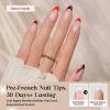 imageBeetles X Press Plus French Tips Press On Nails 16 Sizes 224 Pcs Pastel Short Almond Press On Nails Gel Nail Tips PreApplied Primer Base Coat Soak Off Uv Nail Extension Manicure Gift for WomenMM Almond  Fierce French Kit
