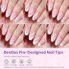 imageBeetles X Press Plus French Tips Press On Nails 16 Sizes 224 Pcs Pastel Short Almond Press On Nails Gel Nail Tips PreApplied Primer Base Coat Soak Off Uv Nail Extension Manicure Gift for WomenFS Almond DesignPink