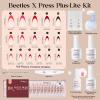 imageBeetles X Press Plus French Tips Press On Nails 16 Sizes 224 Pcs Pastel Short Almond Press On Nails Gel Nail Tips PreApplied Primer Base Coat Soak Off Uv Nail Extension Manicure Gift for WomenMM Almond  Fierce French Kit