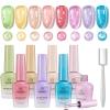 imageBeetles Bubbly Mixology Cat Eye Gel Nail Polish Set  8 Colors Pastel Spring Shimmer Glitter Gel Polish Kit Pink Blue Orange Green Yellow Purple Velvet Gel Soak Off UV DIY Manicure Gift for Women000Bubbly Mixology