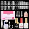 imageBeetles Gel Nail Kit EtchX Coffin Medium 288pcs 12 Sizes Nail Tips 3Pcs 15ml HEMAFree Nail Glue Top Coat amp Base Gel Set with Mini Lamp Press On Nail Long Lasting Extension DIY Set at Home34 Square Short 288pcs HemaFree Nail Kit