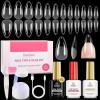 imageBeetles Gel Nail Kit EtchX Coffin Medium 288pcs 12 Sizes Nail Tips 3Pcs 15ml HEMAFree Nail Glue Top Coat amp Base Gel Set with Mini Lamp Press On Nail Long Lasting Extension DIY Set at Home33 Almond Medium 288pcs HemaFree Nail Kit