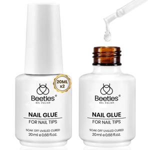 imageBeetles 9 In 1 Nail Glue Gel 2Pcs 20ml Large Size Set for Nail Tips amp Clear PressOn Nails SelfLeveling Extension Gel Designed for Frequent Use DIY amp Salon Ready UVLED Cured12Pcs 20ml Gel Nail Glue